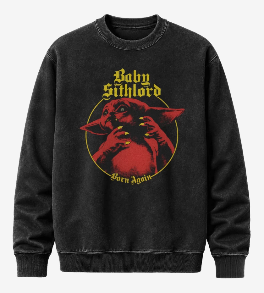 Poleron Polo Acid Wash Negro de Born Sithlord