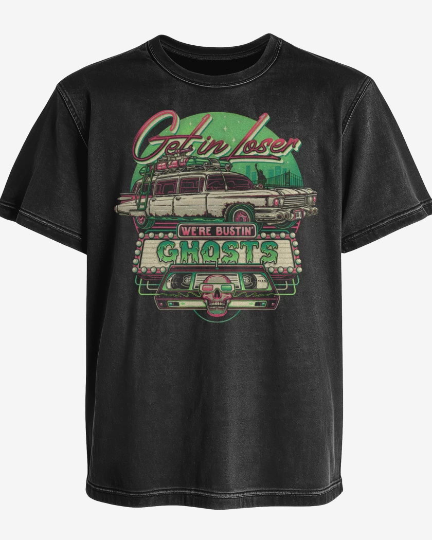 Polera desgastada Negro de Atrapando Fantasmas