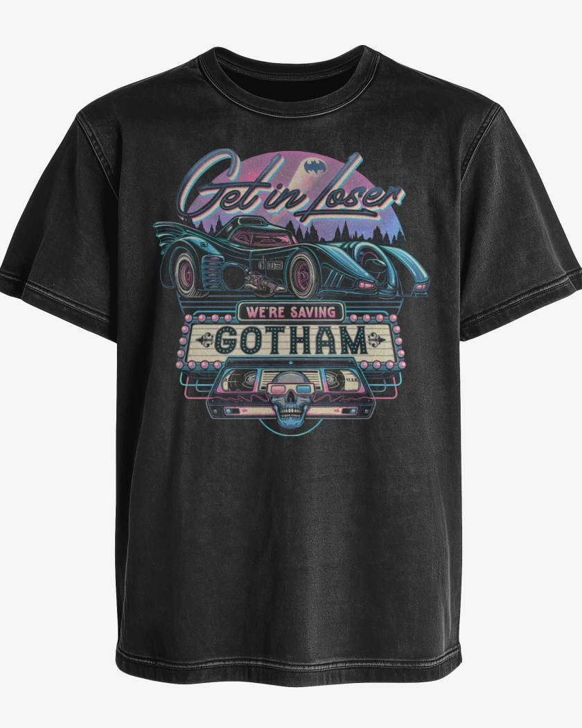 Polera desgastada Negro de Salvando Gotham