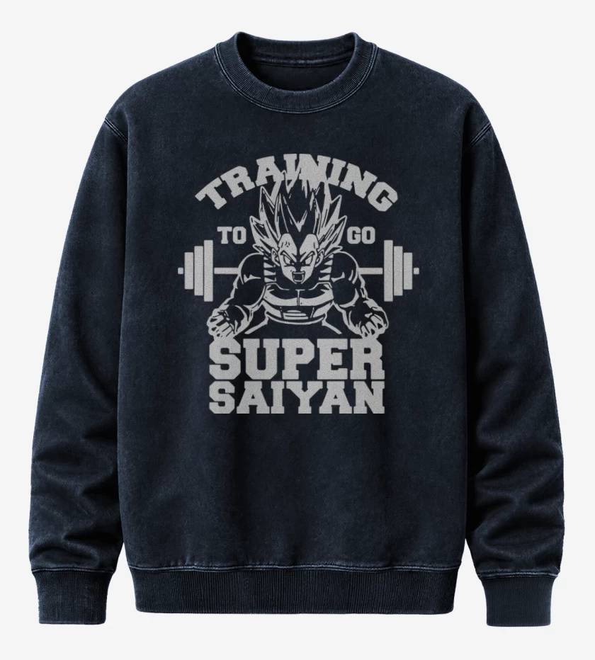 Poleron Polo Acid Wash Azul Marino de Training to go super saiyan