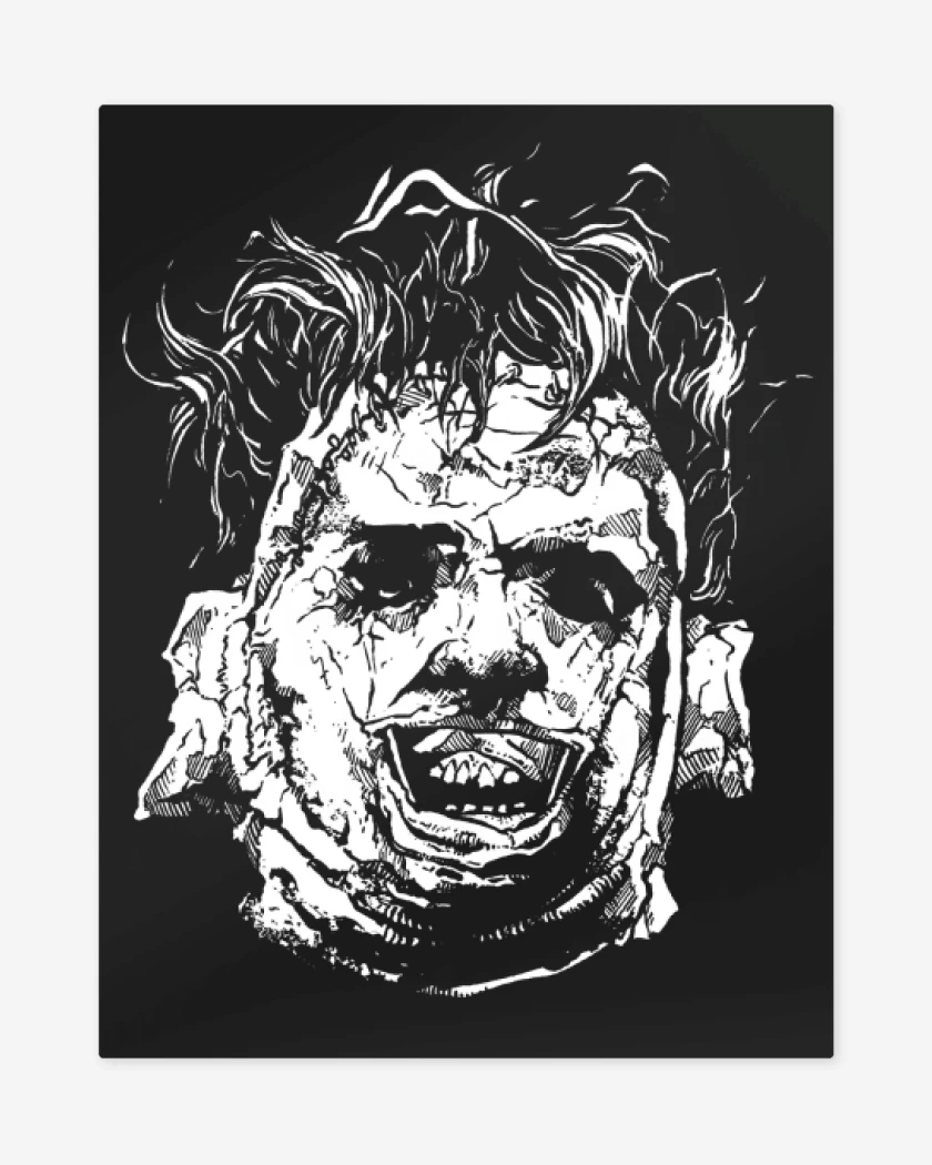 Print metalico Negro de Cara de Cuero