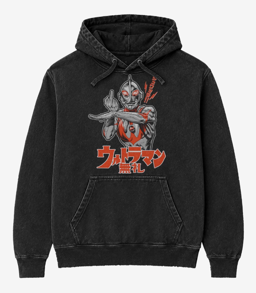 Poleron Canguro Acid Wash Negro de Ultrafuck