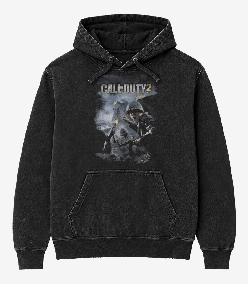 Poleron Canguro Acid Wash Negro de COD II