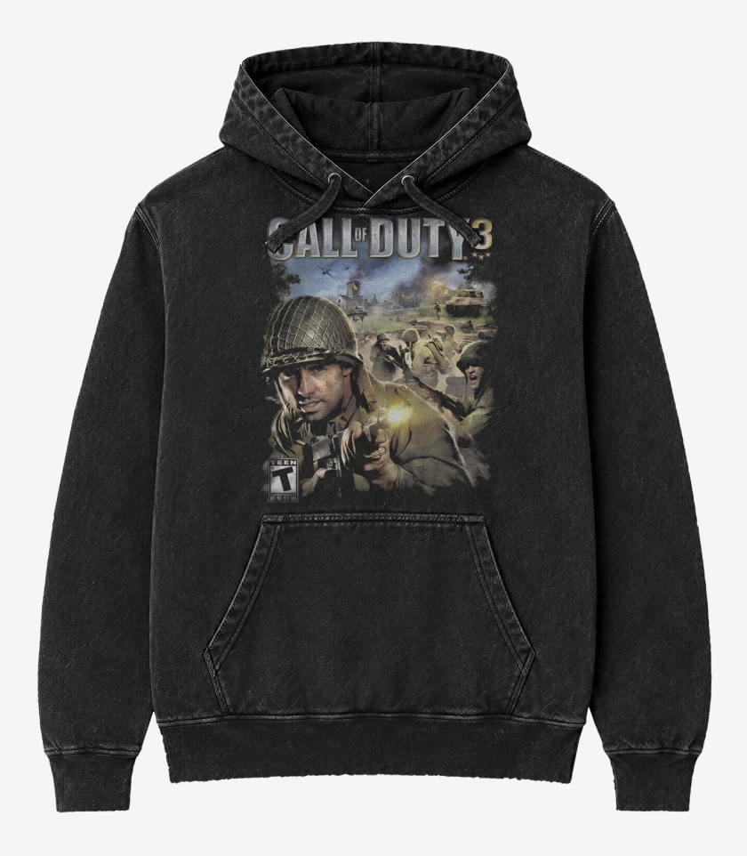 Poleron Canguro Acid Wash Negro de COD III