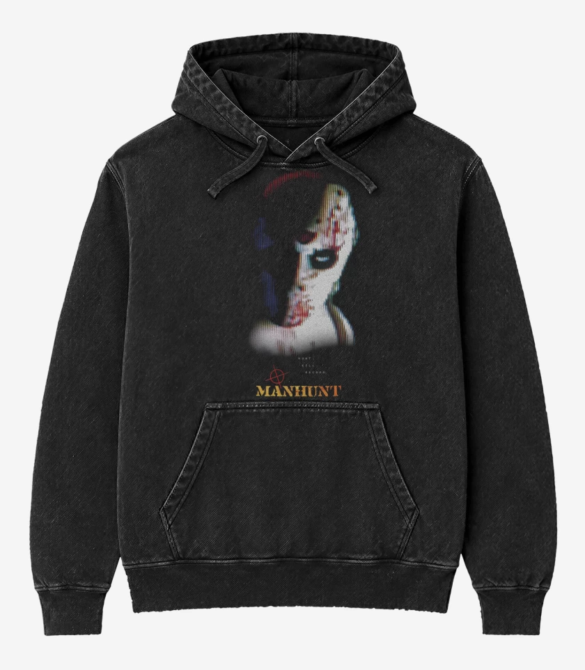 Poleron Canguro Acid Wash Negro de Manhunt
