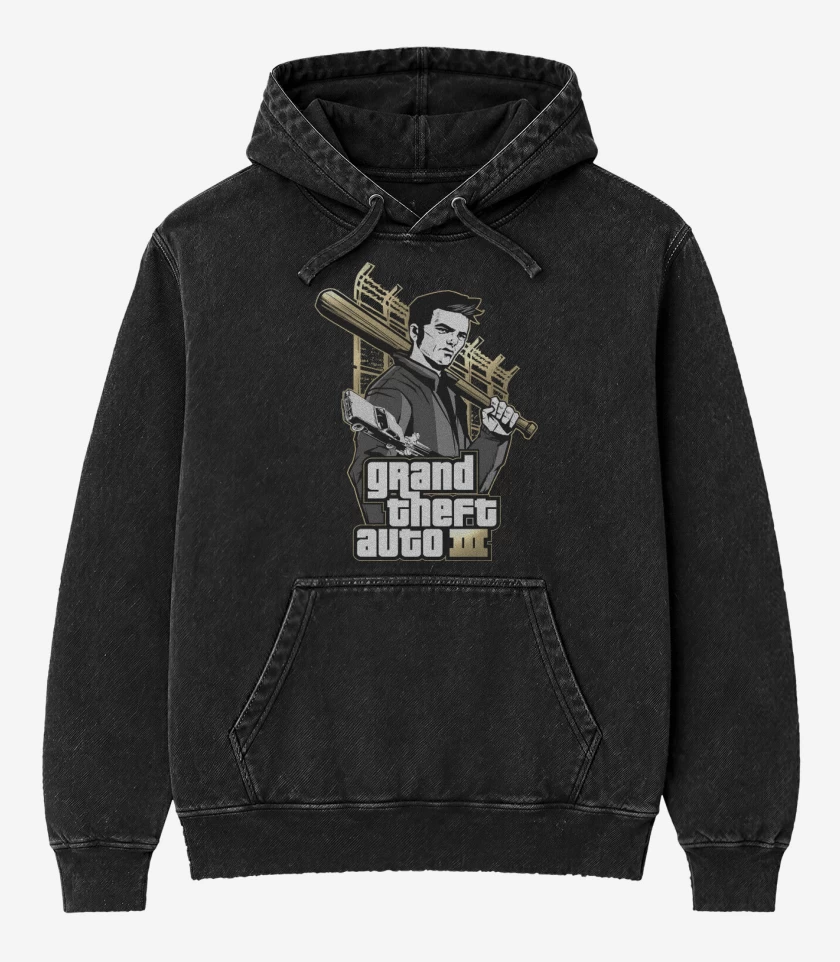 Poleron Canguro Acid Wash Negro de Claude Speed
