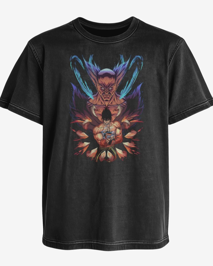 Polera desgastada Negro de Mishima x Kazama