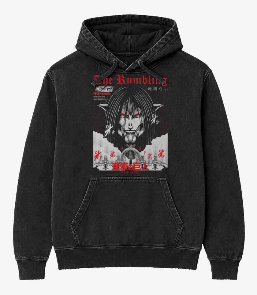 Poleron Canguro Acid Wash Negro de The Rumbling Jaeger 