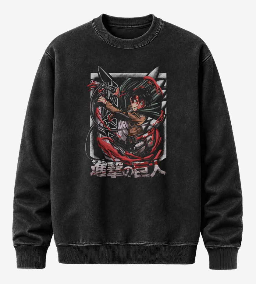 Poleron Polo Acid Wash Negro de Asesino de Titanes