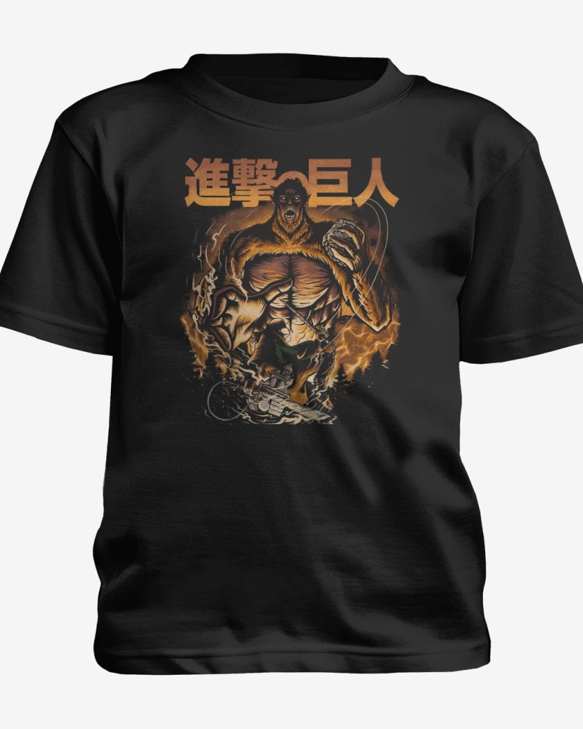 Polera de niño Negro de Levi vs Bestia