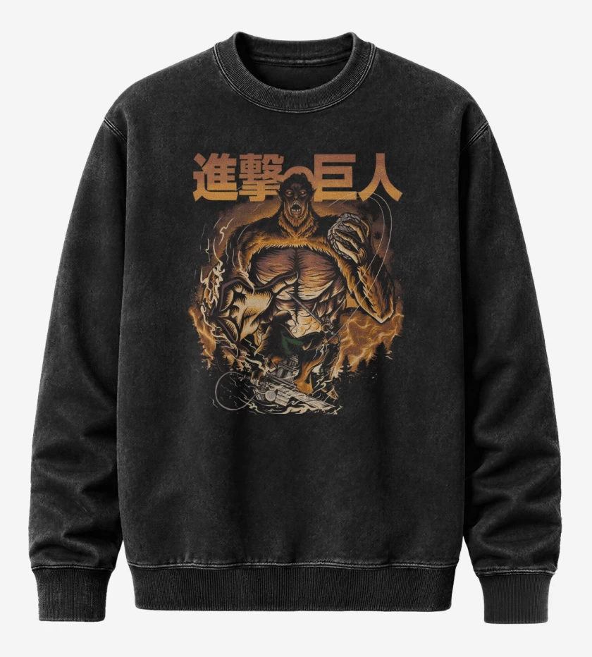 Poleron Polo Acid Wash Negro de Levi vs Bestia