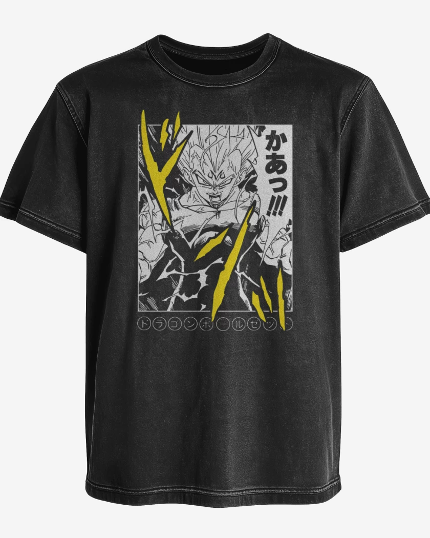 Polera desgastada Negro de Majin Saiyan
