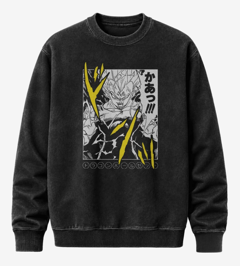 Poleron Polo Acid Wash Negro de Majin Saiyan