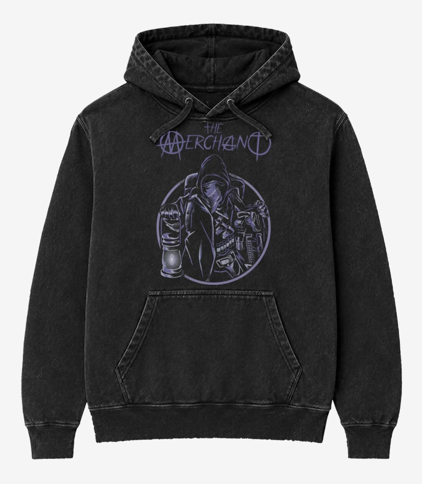 Poleron Canguro Acid Wash Negro de El Buhonero