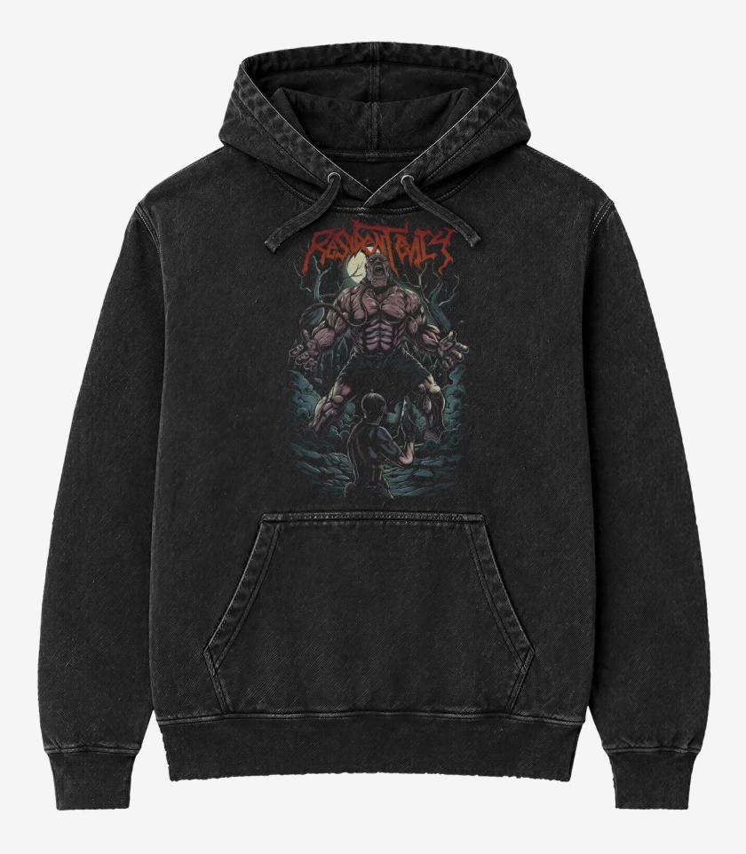 Poleron Canguro Acid Wash Negro de El Gigante