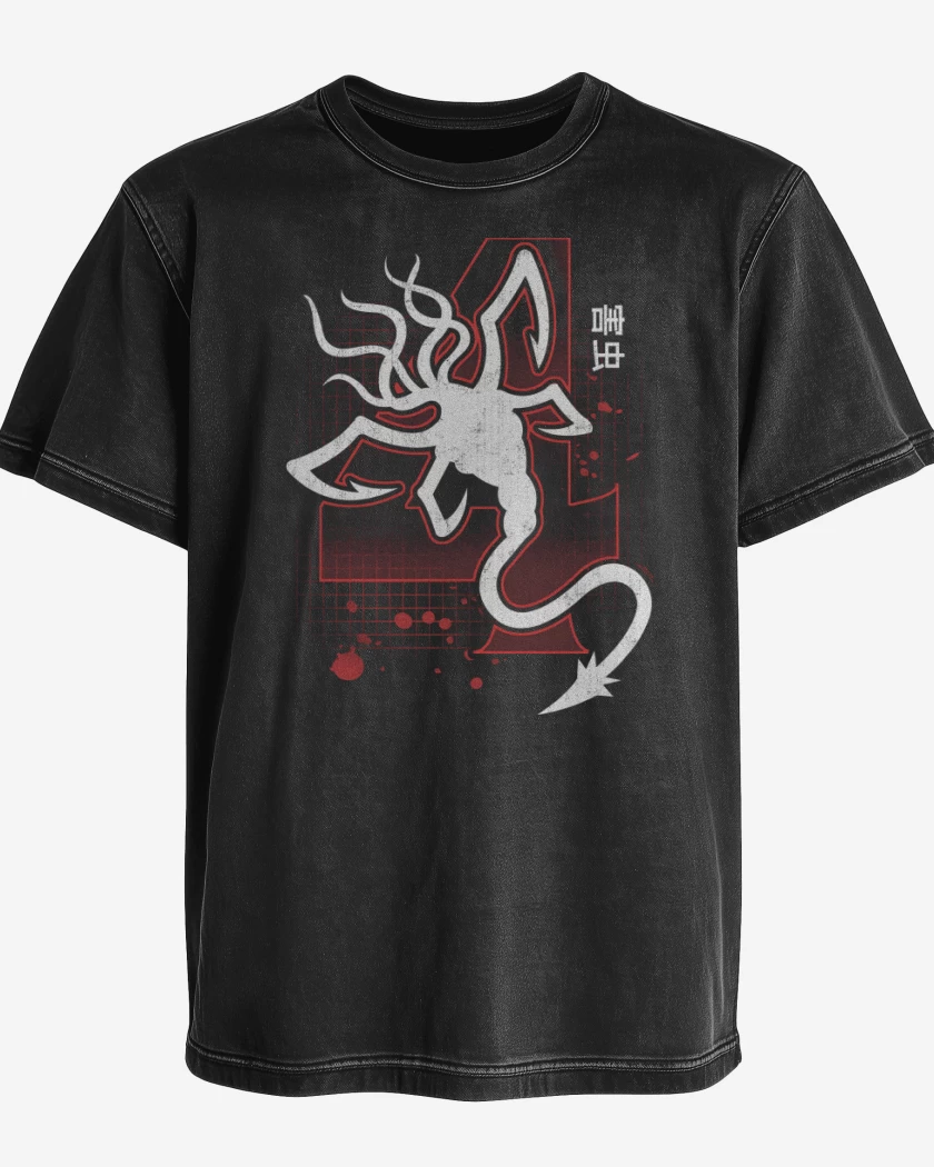 Polera desgastada Negro de Plagas