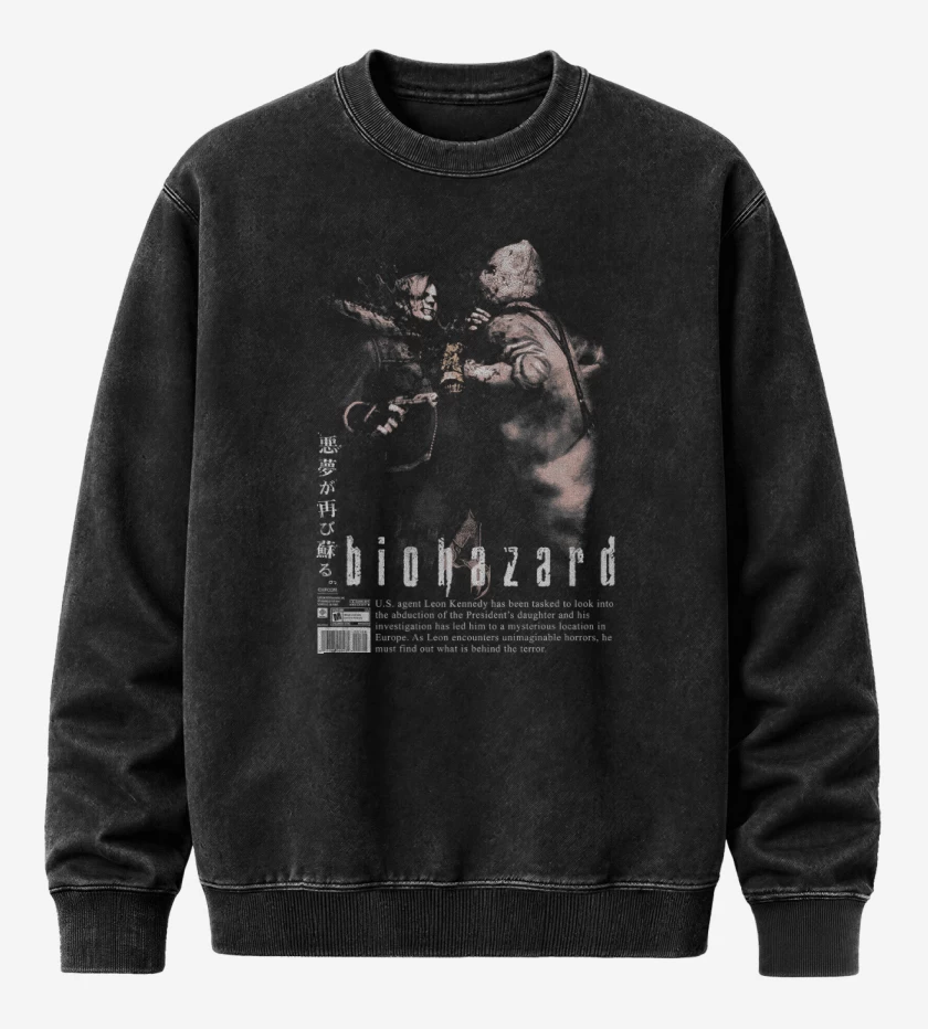 Poleron Polo Acid Wash Negro de Biohazard 4 