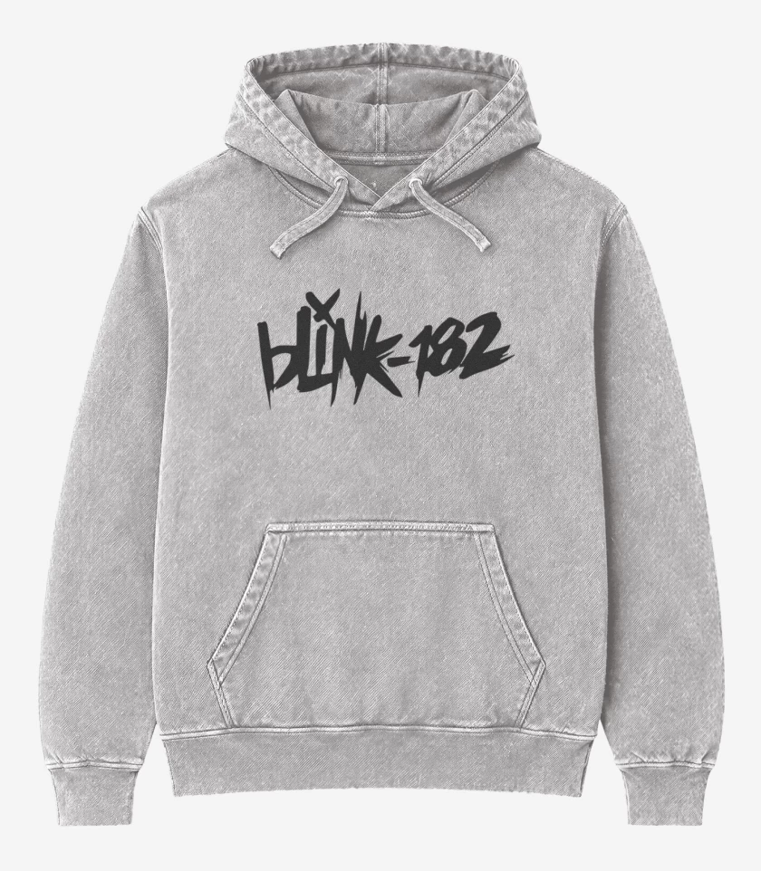 Poleron Canguro Acid Wash Gris Melange de Blink 182 2