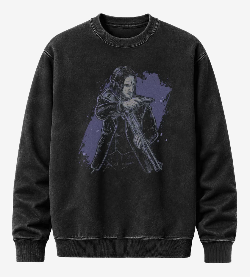 Poleron Polo Acid Wash Negro de Baba Yaga