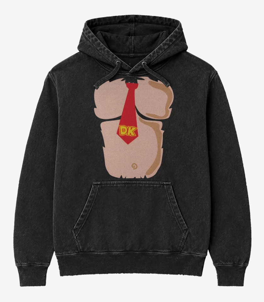 Poleron Canguro Acid Wash Negro de Pecho de Mono