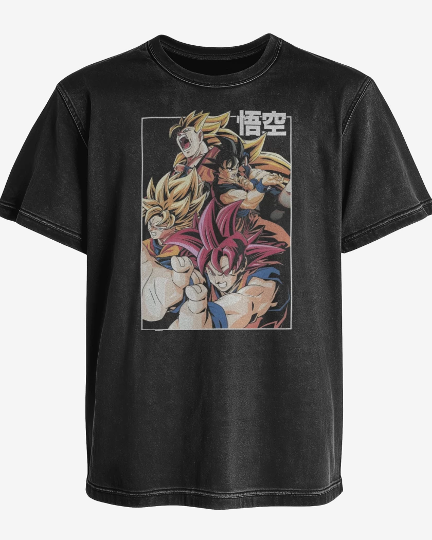 Polera desgastada Negro de Kakaroto Legendario