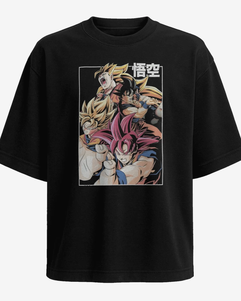 Polera Oversize Negro de Kakaroto Legendario