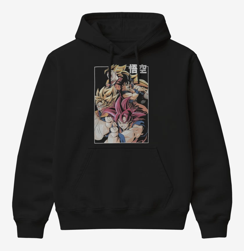 Poleron Canguro básico Negro de Kakaroto Legendario