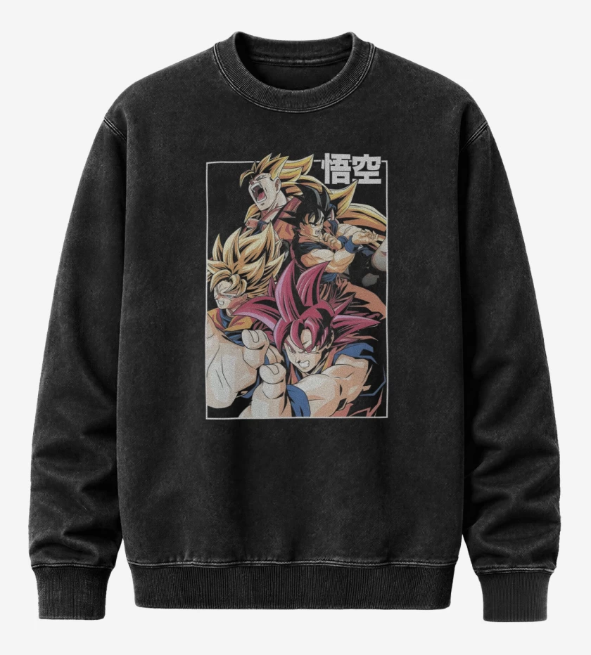 Poleron Polo Acid Wash Negro de Kakaroto Legendario