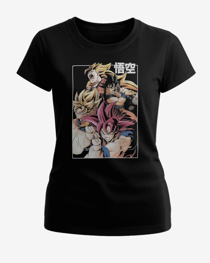 Polera de Mujer Negro de Kakaroto Legendario