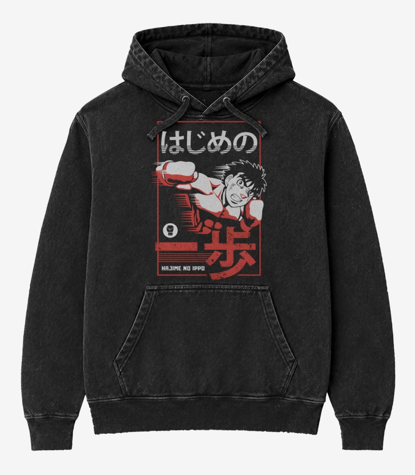 Poleron Canguro Acid Wash Negro de Ippo 