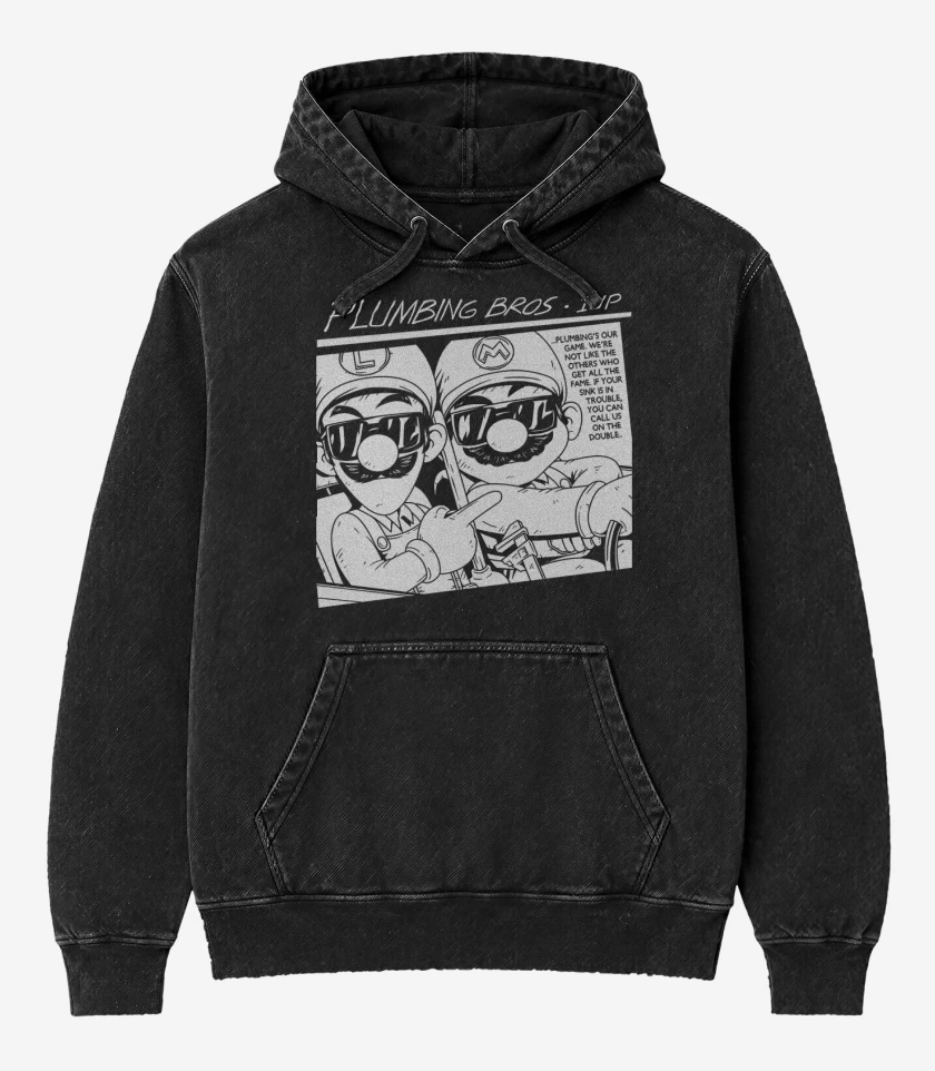 Poleron Canguro Acid Wash Negro de Sonic Bros