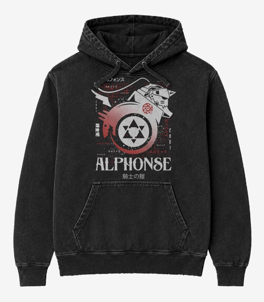 Poleron Canguro Acid Wash Negro de Alphonse Alchemist
