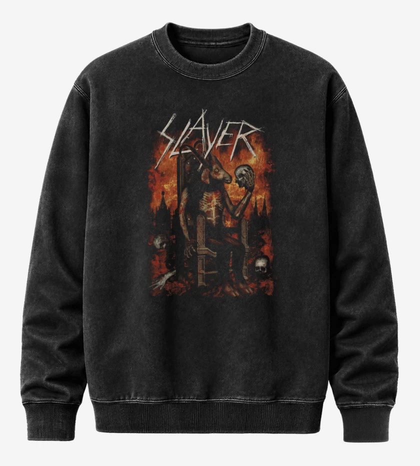 Poleron Polo Acid Wash Negro de Devil Throne