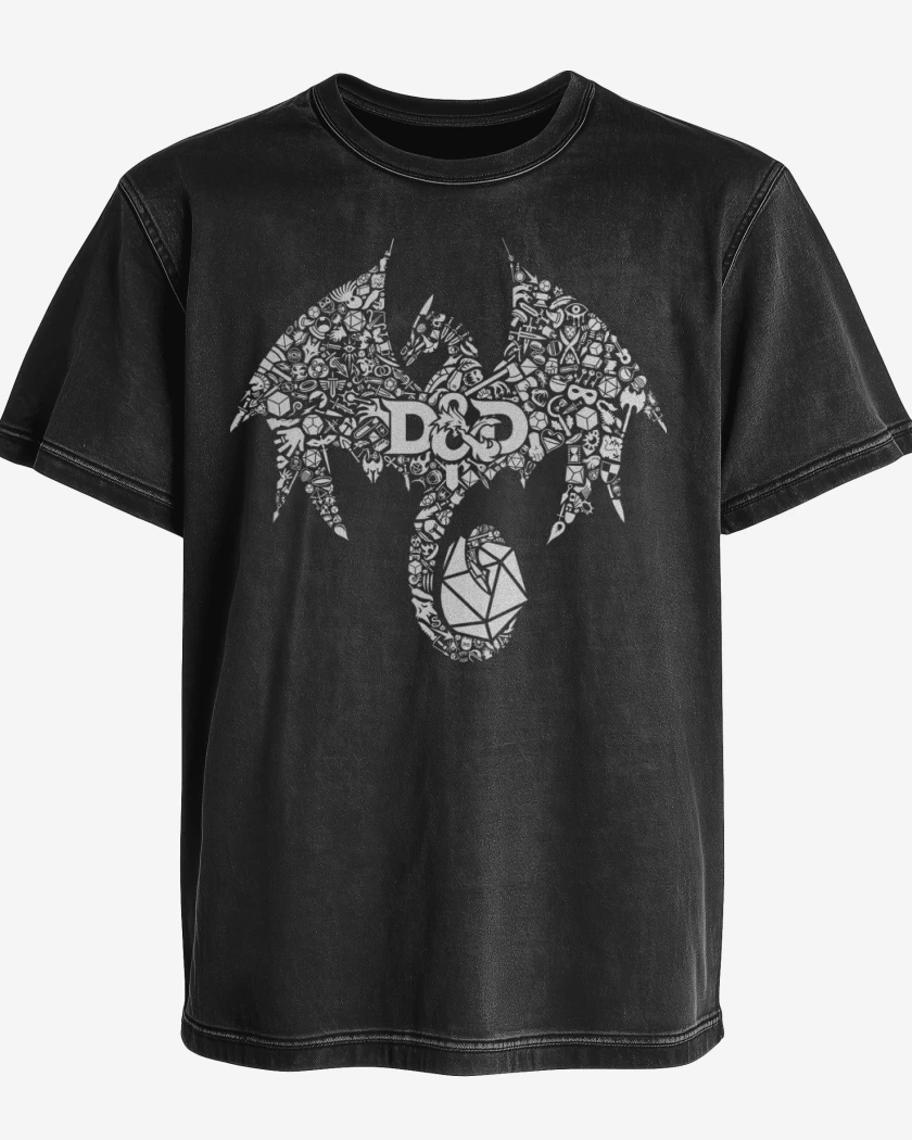 Polera desgastada Negro de D&D