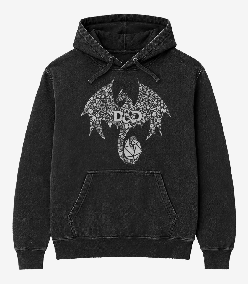 Poleron Canguro Acid Wash Negro de D&D