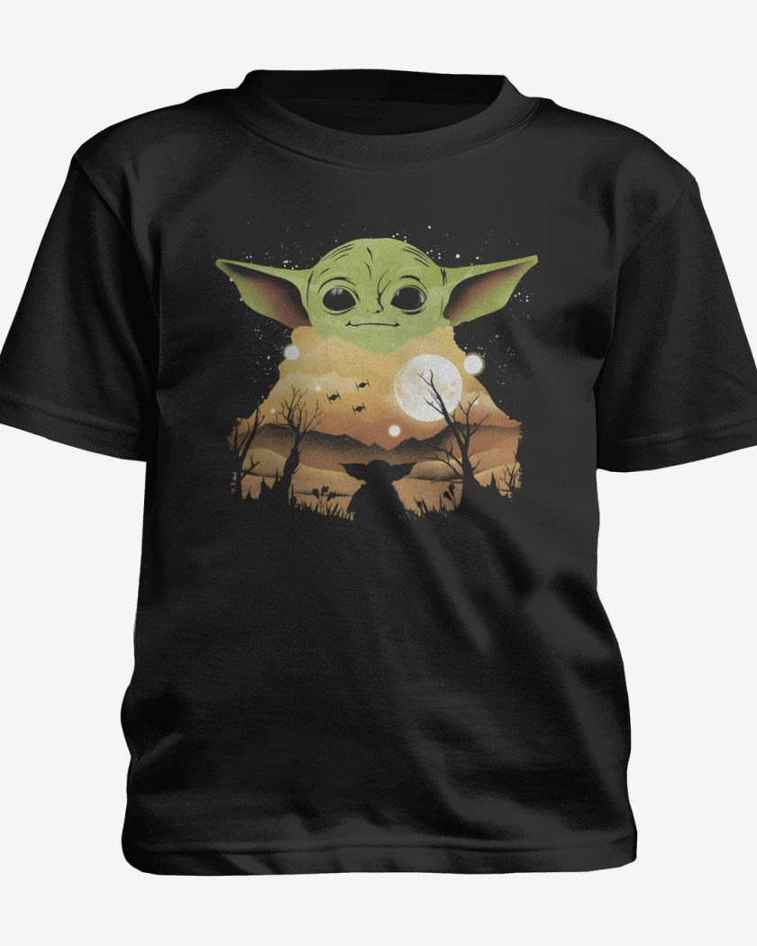 Polera de niño Negro de Grogu Sunset