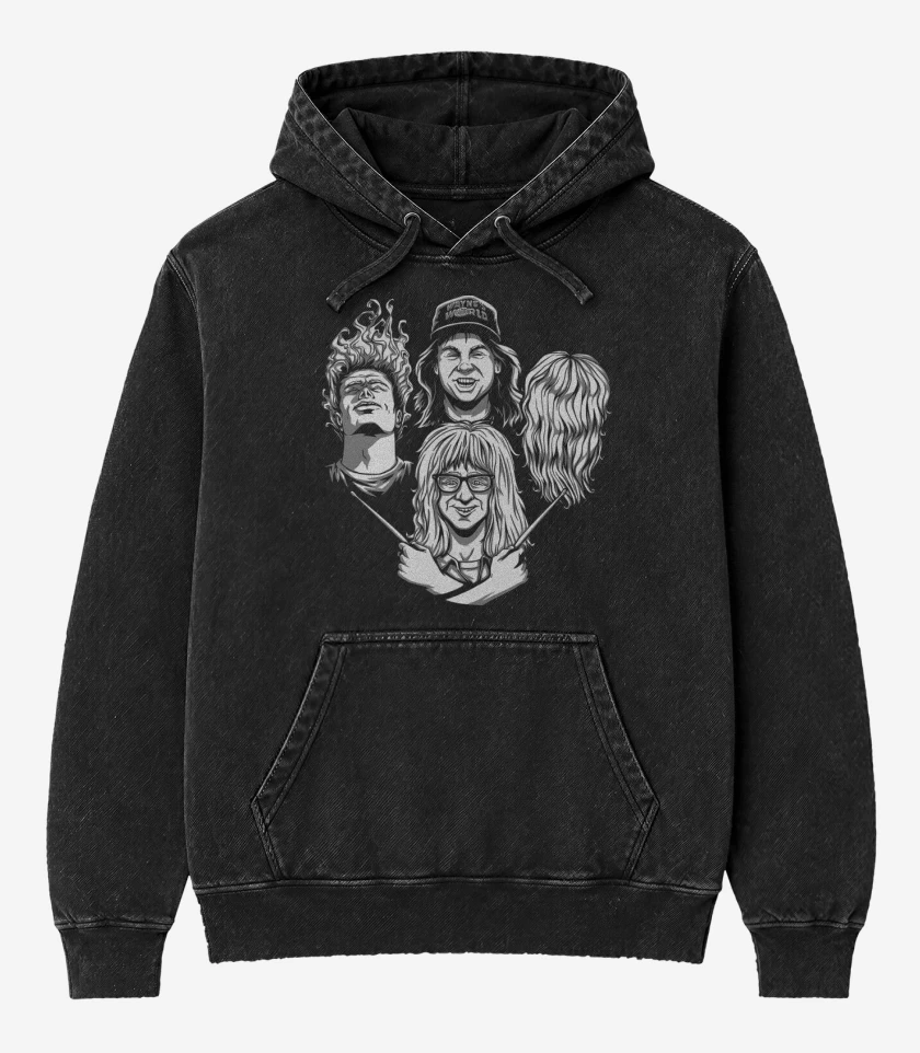 Poleron Canguro Acid Wash Negro de Wayne Rhapsody