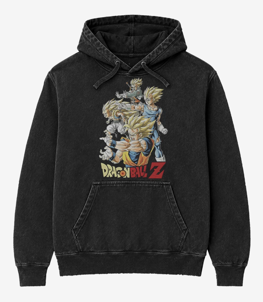 Poleron Canguro Acid Wash Negro de SaiyanZ