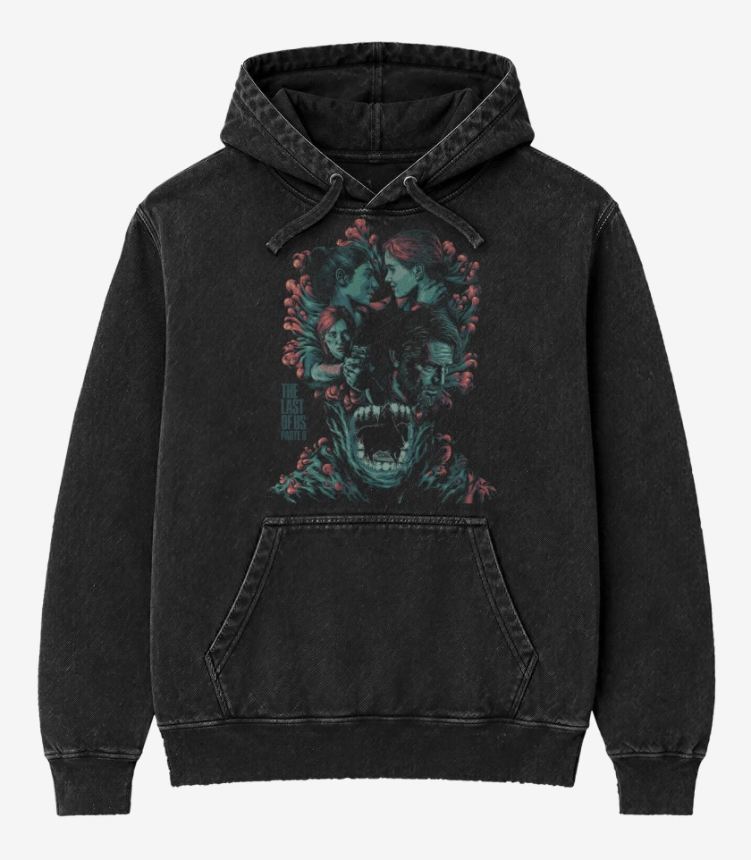 Poleron Canguro Acid Wash Negro de The Last of Us Part II