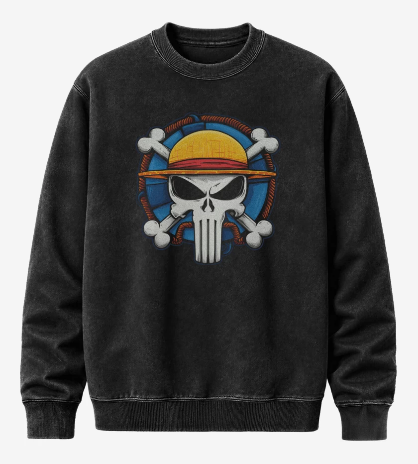 Poleron Polo Acid Wash Negro de One Punisher