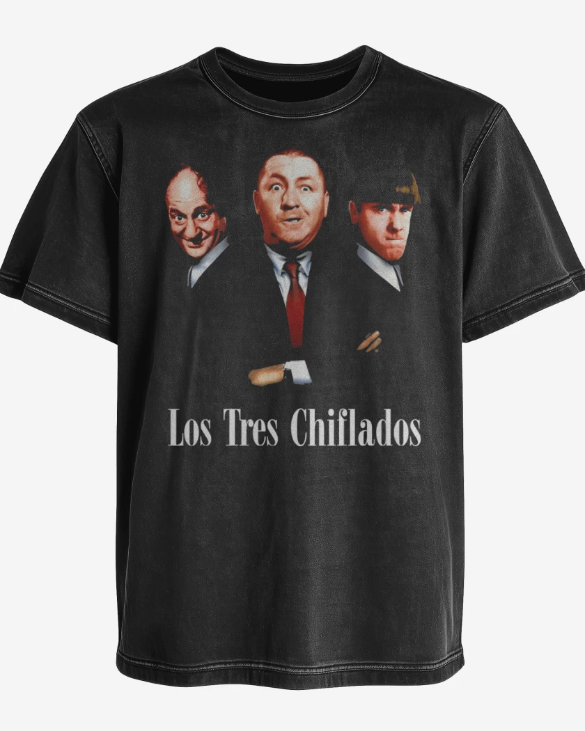 Polera desgastada Negro de Los Tres Chiflados