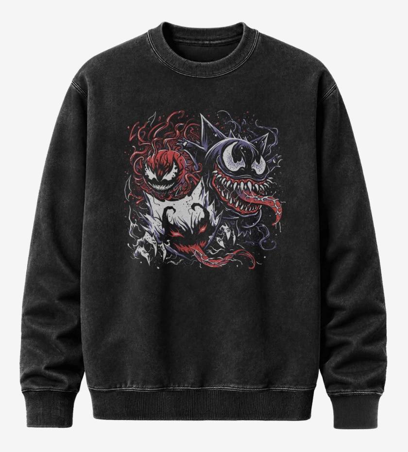 Poleron Polo Acid Wash Negro de Simbiontes Fantasmas