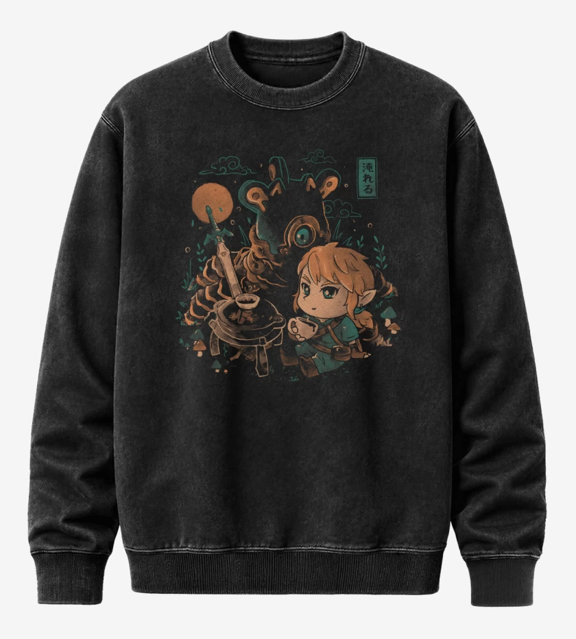 Poleron Polo Acid Wash Negro de Link Cocinero