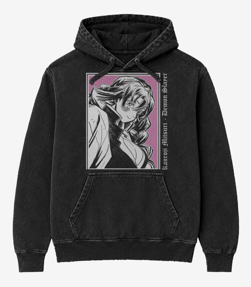Poleron Canguro Acid Wash Negro de Kanroji