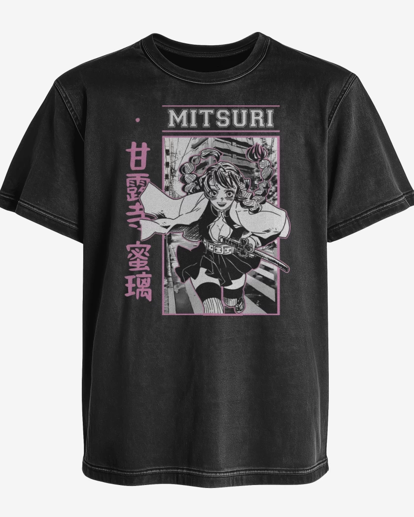 Polera desgastada Negro de Mitsuri