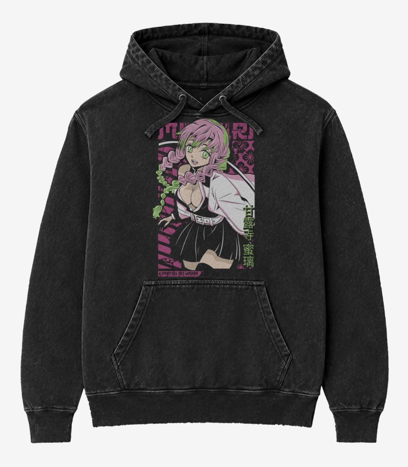 Poleron Canguro Acid Wash Negro de Pilar del Amor