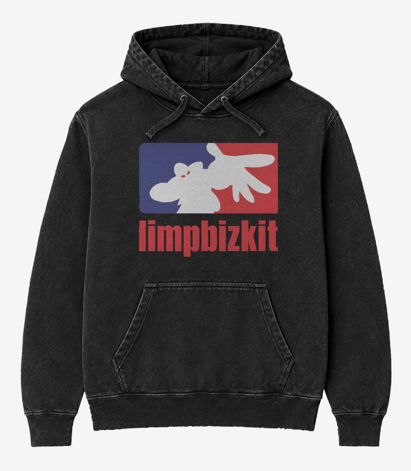 Poleron Canguro Acid Wash Negro de Limpbizkit
