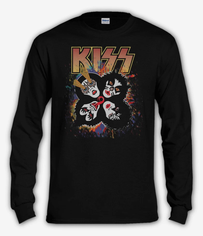 Polera manga larga Negro de Rock and Roll Over