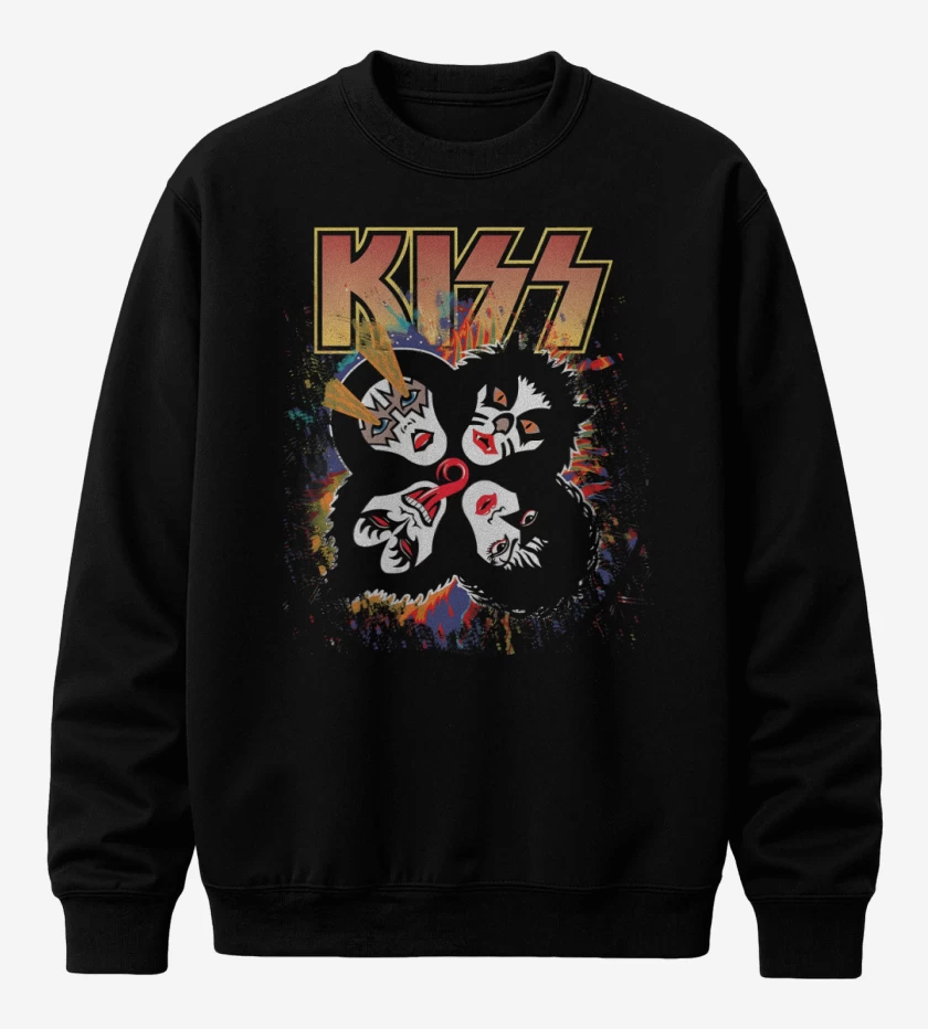 Poleron polo Negro de Rock and Roll Over