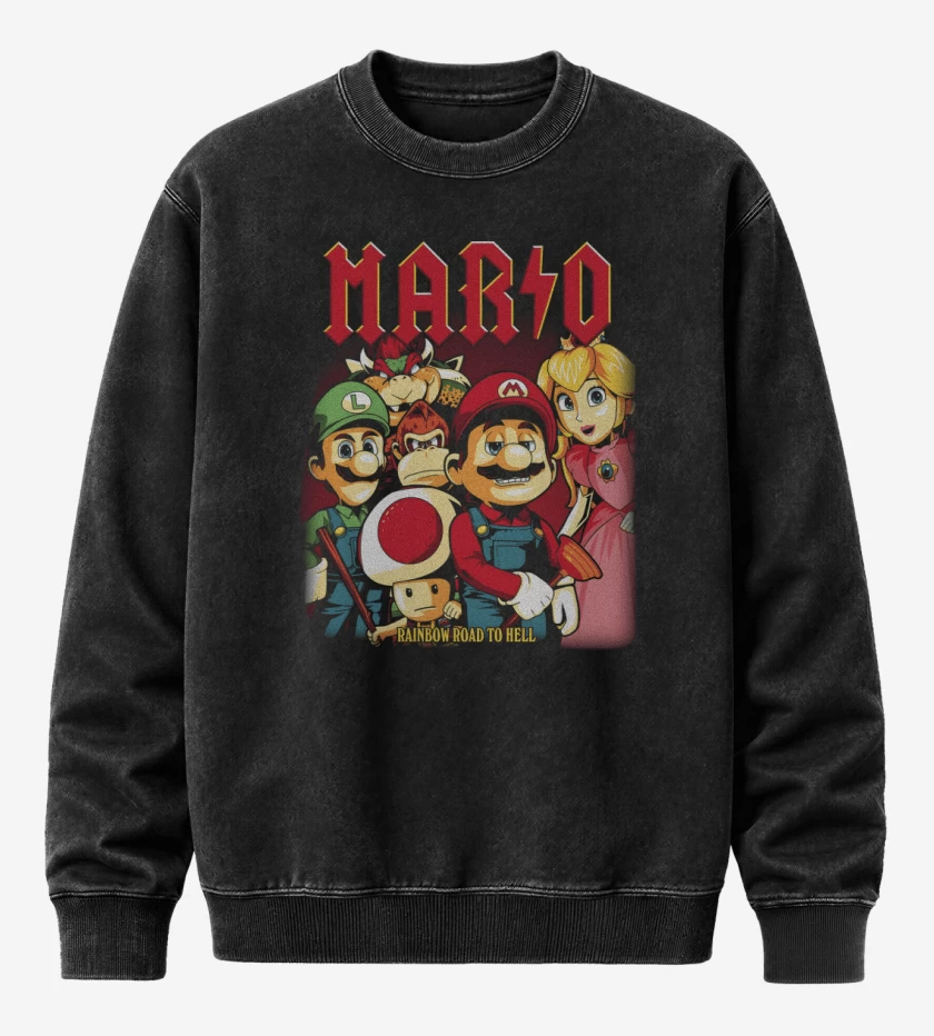 Poleron Polo Acid Wash Negro de Rainbow Road to Hell